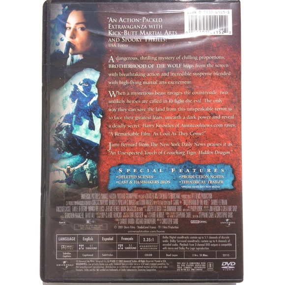 🦋 The Brotherhood of the Wolf DVD 2002 UPC 0025192211522 Samuel Le Bihan - Picture 3 of 3